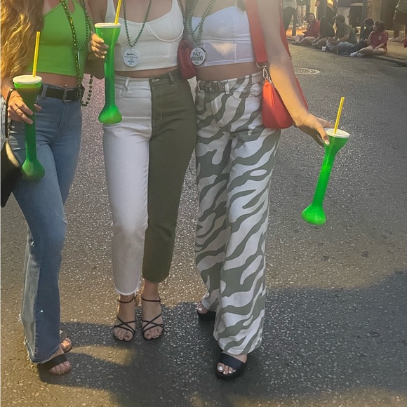 zebra high rise wide leg denim green white - Picture 2 of 2